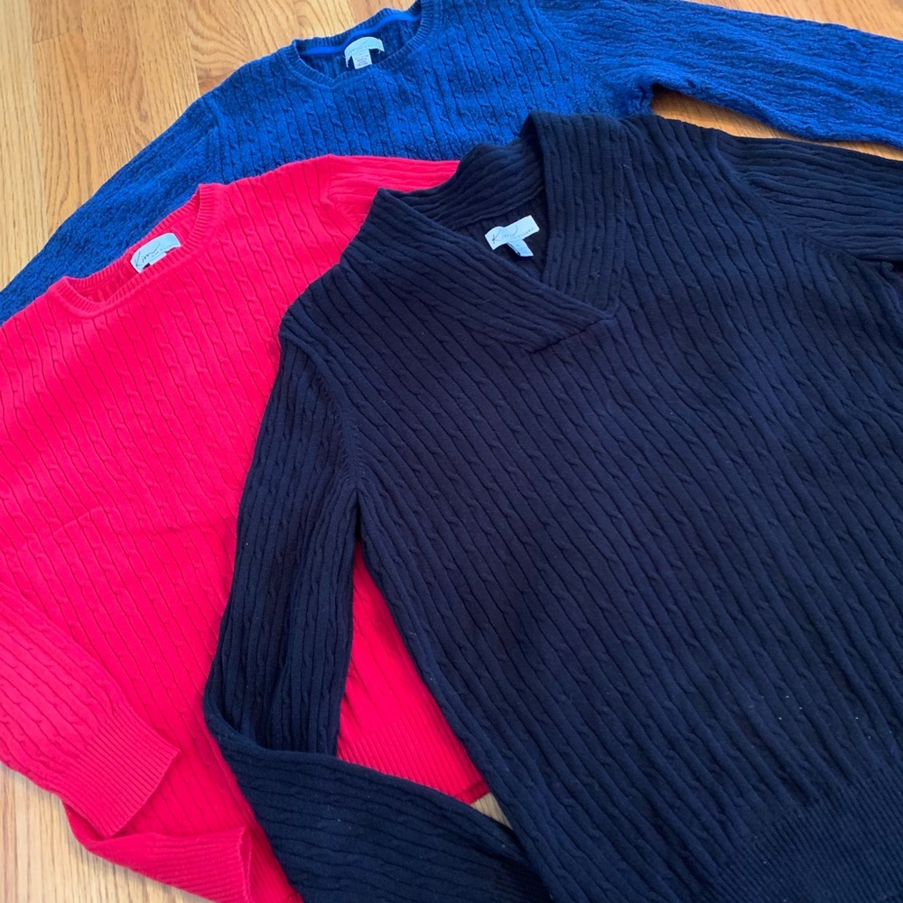 3 Kim Rogers cable knit size Medium Sweaters